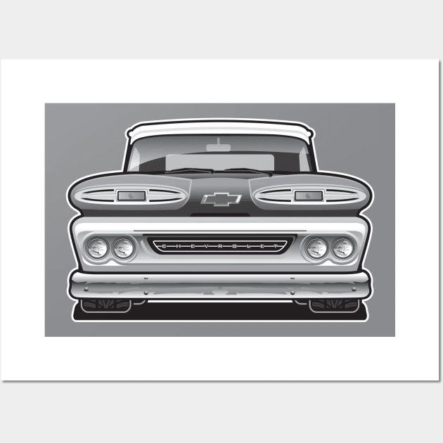 1961 Chevy Apache BW Wall Art by RBDesigns